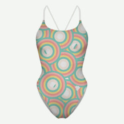 Fato de Banho Scullings Open Back Circulos Retro frente