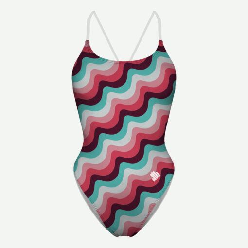 Fato de Banho Open Back Scullings Ondas Retro