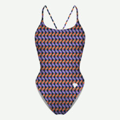 Fato de Banho Open Back Scullings geometrico laranja lilas