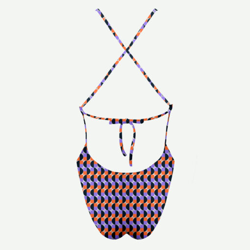 Fato de Banho Open Back Scullings geometrico laranja lilas