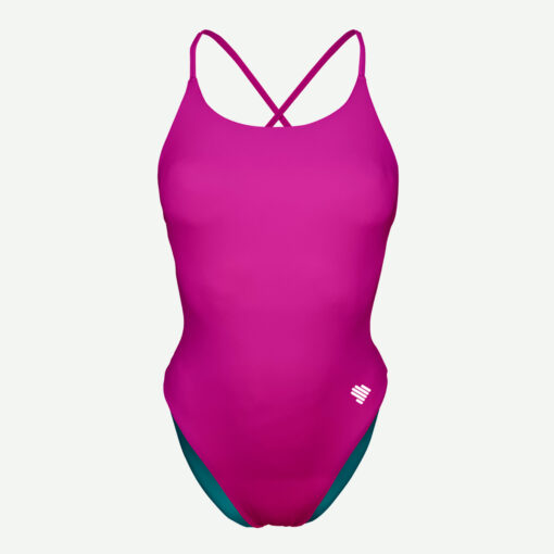 Women's Reversible Swimsuit Scullings Turquoise Pink