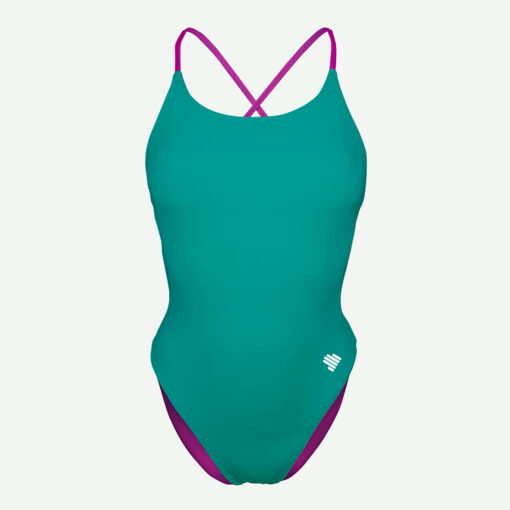 Women's Reversible Swimsuit Scullings Turquoise Pink