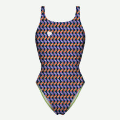 Women's Swimsuit Scullings Geometric Orange Lilac