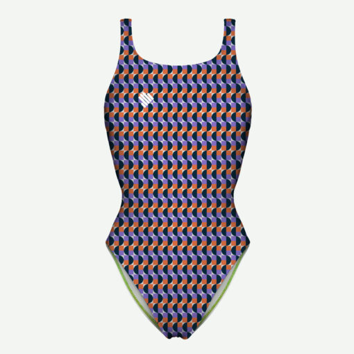 Women's Swimsuit Scullings Geometric Orange Lilac