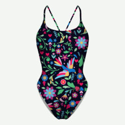 Fato de Banho Open Back Scullings Floral Preto